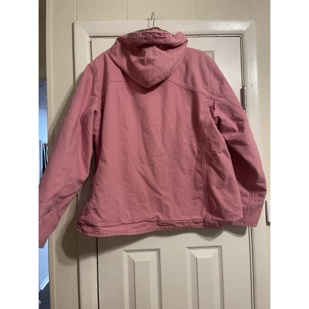 VTG Carhartt Pink Hooded Sherpa Lined Jacket XL - Picture 4 of 7